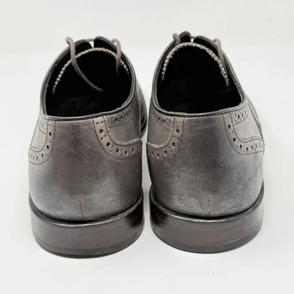 John Varvatos Luxe Derby Oxford Shoes Mens 13 Brown Leather Wingtip Brogue